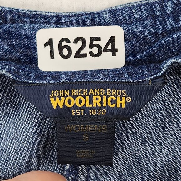 Woolrich Overalls Womens Small Denim Jean Shorts Romper 90s Shortalls Casual - Picture 7 of 11